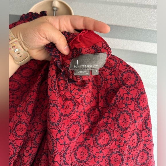 Women’s Gorgeous Red Black Anthropologie Robin Tiered Mini Dress Size 1X - Picture 13 of 14